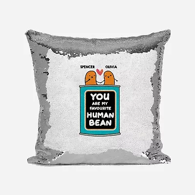 Personalised Name Shiny Sequin Magic Favourite Human Bean Cushion Cover + Pillow • £12.95