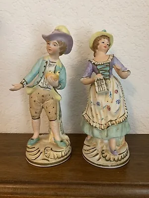 Maruri Porcelain Handpainted Bisque Figurines Of Couple Marked Mauri Japan • $27