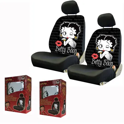 $64.97 • Buy New Classic Betty Boop Blow Kiss Front Pair Low Back Car Seat Covers