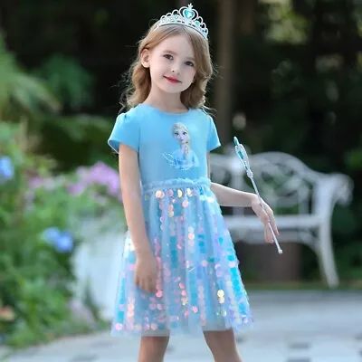 $12.55 • Buy 2019 New Release Girls Frozen 2 Elsa Costume Sparkling Tutu Dress Size 2-10 Yrs