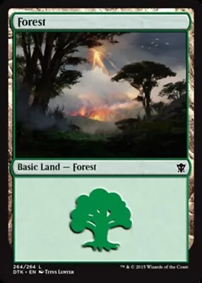 Moderate Play Russian MTG Foil Forest (264) - Foil Dragons Of Tarkir Magic The  • $0.99