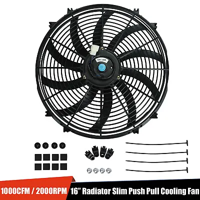 $36.99 • Buy 16  Universal Electric Radiator Slim Push Pull Cooling Fan 12V 120W Mount Kit