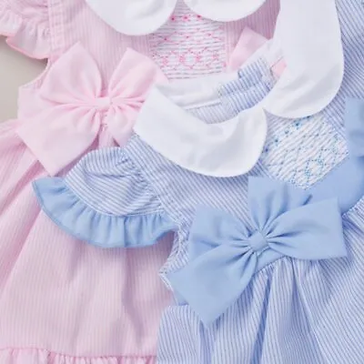 Baby Girls Spanish Romany   'Frilly Bows'  Dress & Pants Set Pink & Blue ~ Abg • £13.95