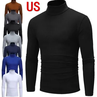 US Mens Mock Neck Undershirt Casual Slim Fit Long Sleeve Thermal Pullover Shirts • $12.82