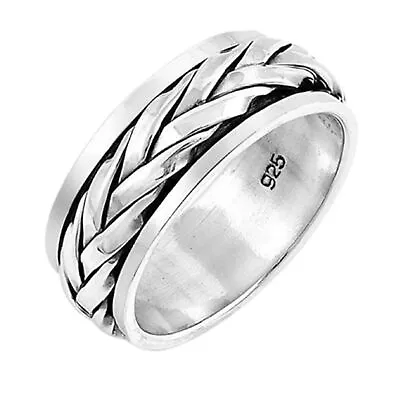 Solid 925 Sterling Silver Band Thumb Spinner Statement Handmade Ring All Size • $11.21