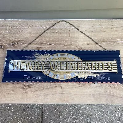 VTG Henry Weinhard’s Private Reserve Beer Mirror Bar Sign 22.75” X 6.5” Man Cave • $39.99