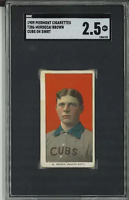1909 T206 Mordecai Brown Portrait Cubs On Shirt SGC 2.5 • $860