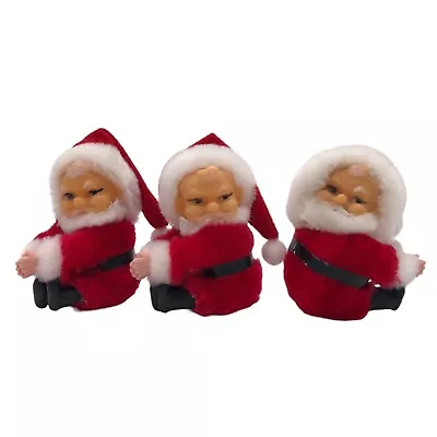 Lot Of 3 Vintage Santa Claus Clip On Christmas Tree Ornaments Kitschy • $20