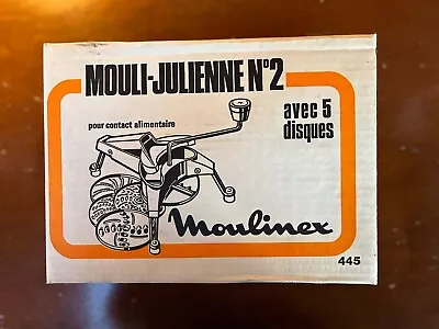 Vintage Mouli-Julienne Food Processor 445 Grater Shredder 5 Discs With Box - NR • $7.99