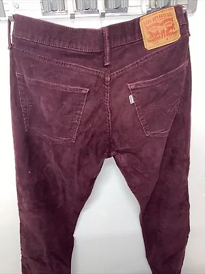 Levis 511 Corduroy Straight Leg Slim Fit Jeans Marrone Red MENS SIZE 36X29 • $10