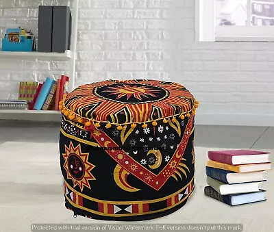 Hippie Burning Sun Mandala Ottomans Poufs Cover Mandala 22'' Seating Footstools  • $35