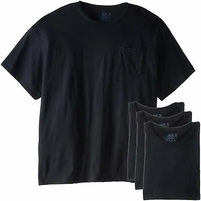 Fruit Of The Loom Men's Pocket T-Shirts L-3X 4-PACK Black Or Gray COTTON • $15.99