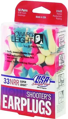 Howard Leight USA Shooters Ear Plugs 10 Pair Red/White/Blue R-01891 • $12.01