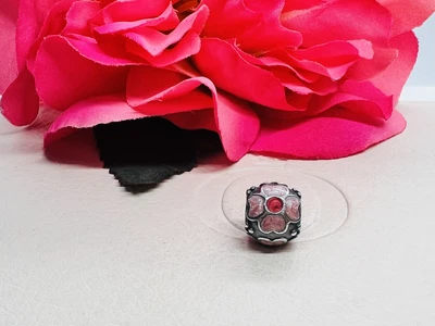 $19 • Buy Authentic Pandora Silver Black Pink Enamel Daisy Flower Charm 790433 Retired