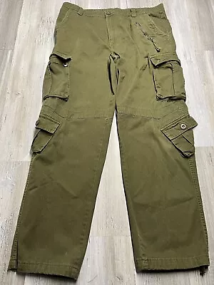 Vintage Baggy Cargo Pants Mens 38x30 Commando Parachute OD Green Faded Tactical • $23.99