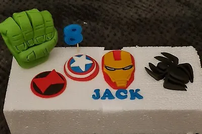  Edible Superhero  Avengers Marvel Unofficial   7 Piece  Cake  Set  Age & Name  • £8.25