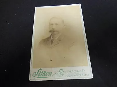 CDV Man W Large Mustache Suit By Simon Of Canal St. New Orleans Louisiana • $23.23