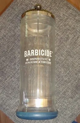 Genuine Vintage Barbicide Large 9.5  Disinfecting Jar Barber Shop King Research • $12.99