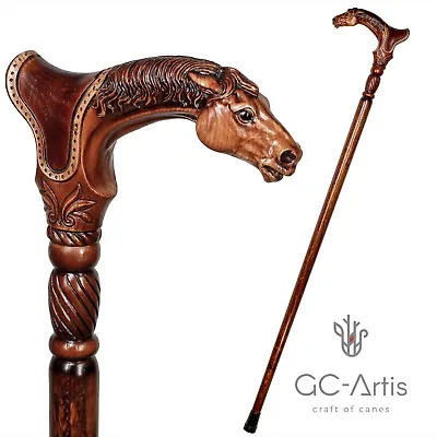 Horse Wooden Walking Cane Classic Accessory For Men Women ORIGINAL GC-Artis • $174
