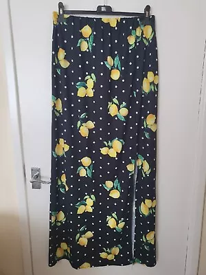 £3.50 • Buy BNWT BOOHOO Plus 'Megan' Lemon & Polka Dot Print Unlined Maxi Skirt Size 20