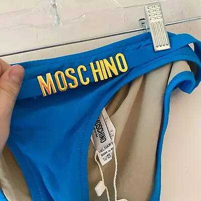 MOSCHINO Blue And Gold Logo Bikini Bottoms Nwt  • $83.85