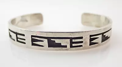 Vintage HOPI Feather Hallmarked Signed Stacker Stackable Sterling Cuff Bracelet • $149.95