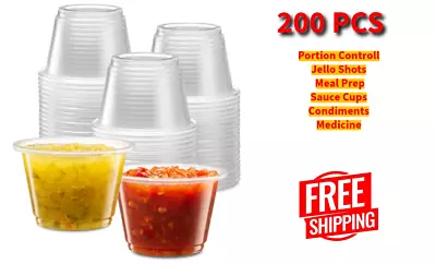 200Cups Clear Diposable Plastic Portion Cups No Lids Small Mini Container 2.5oz • $18.25