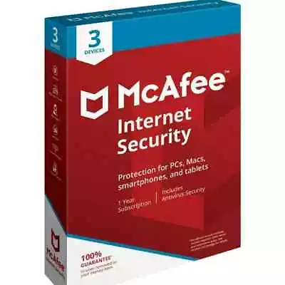 Factory-Sealed US Retail Box McAfee Internet Security 3 Devices • $29.95