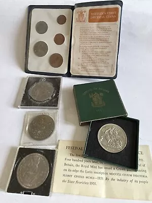 UK Coins 1951 Festival Of Britain 1953 Coronation 1980 Queen Mother 1977 Jubilee • £14.95