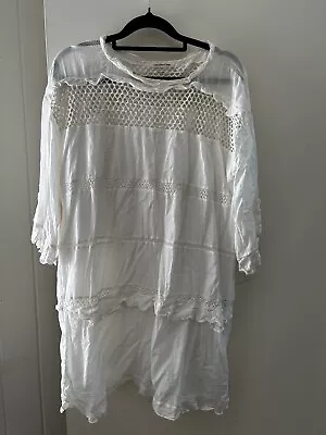 Isabel Marant Etoile Women's White Cotton Tiered Caleen Embroidered Dress L 38 • $200