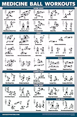 Medicine Ball Workout Poster - Exercise Routine For Medicine & Slam Ball - Lamin • $20.46