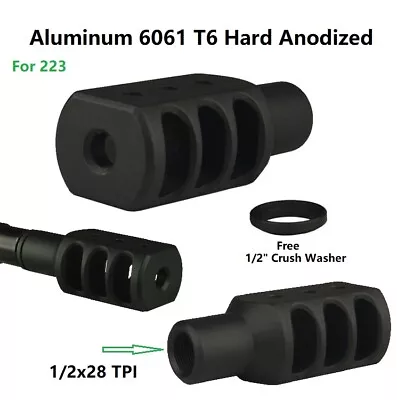 1/2x28 Thread Tanker Style Competition Muzzle BrakeAluminum 6061 T6 For .223  • $17.99