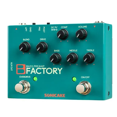 SONICAKE B Factory Analog Bass Preamp Comp Overdrive 3-band EQ PRE/POST Pedals • £59.99