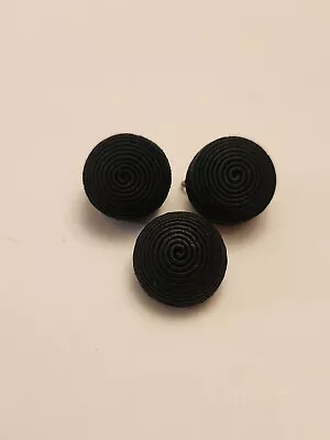 Lot Of 3 Vintage Black Spiral Fabric Buttons • $4.99