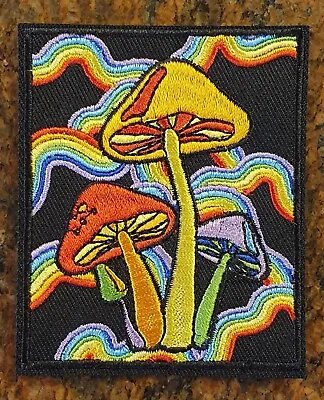 Magic Mushrooms Iron/Sew On Patch 8cm X 7cm Alternative Trippy Hippy FREE P&P • £3.69
