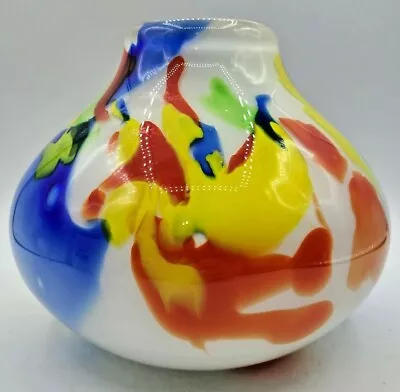 Eastern Art Glass Vase Multi Colored Cased Glass Mid Century Modern End Of Day • $40