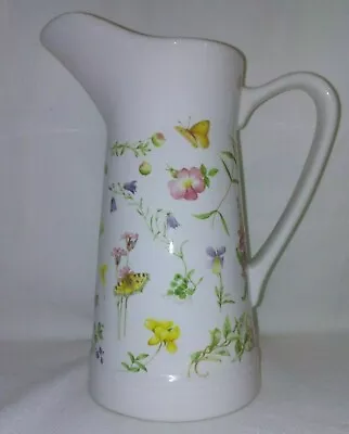 Hallmark Marjolein Bastin Ceramic Flowers & Butterflies Pitcher 10  High  • $19.95