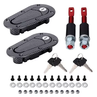 $41.88 • Buy Universal Car Bonnet Plus Flush Mount Hood Latch Pin Key Locking Carbon Fiber