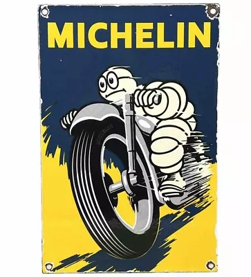 Vintage Michelin Motorcycle Tires Porcelain Sign Gas Oil Continental Good Year • $116.38