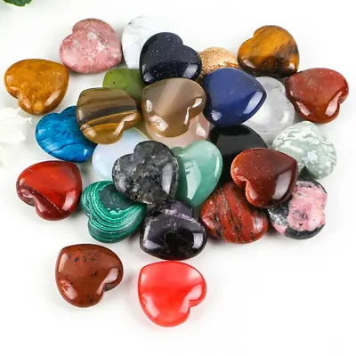 £5.99 • Buy 40pcs Natural Quartz Crystal Heart Stones Healing Gem Gemstones Pendant Chakra