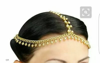 Indian Gold Plated Matha Patti Gold Beads Hair Harness Head Fashion Jewelry • $16.48