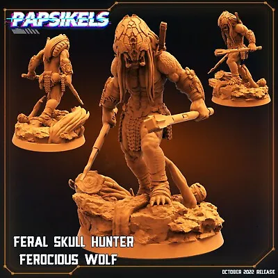 Feral Skull Hunter Ferocious Wolf 32mm Papsikels Miniature AvP Predator Prey • $3.75