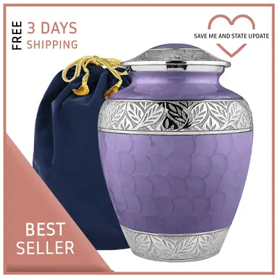 Silver Linings Lavender Adult Large Cremation Urn For Human Ashes & Velvet Bag • $59.99