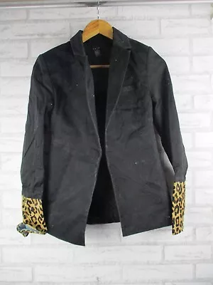 Ksubi Womens Jacket Blazer Black Leopard Cuffs S 8-10 • $49