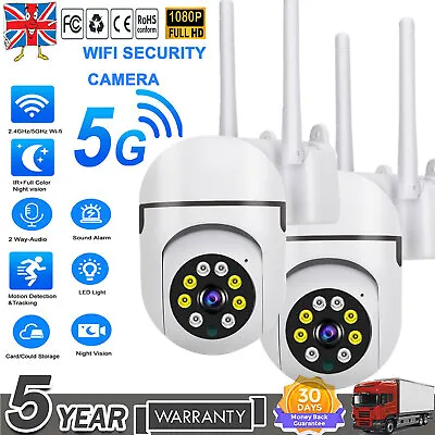 2.4G/5G CCTV IP Camera Wireless WIFI Outdoor HD PTZ Smart Home Security IR Cam • £17.45