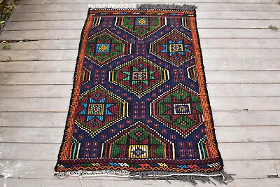 Turkish Kilim Rug 29''x47'' Hand Woven Mut Cicim Kilim 76x120cm Vintage Kilim • $168.75