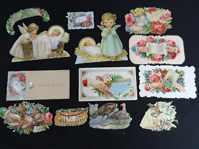 13 Vintage Die Cuts Angels Turkey Flowers Calling Cards Embossed Lot 1900s C1830 • $7.78