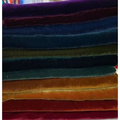 Silk VELVET Rainbow Jewel Tones Fabric Sample Set Remnants Lot 11 Pieces 6 X45  • $87.99