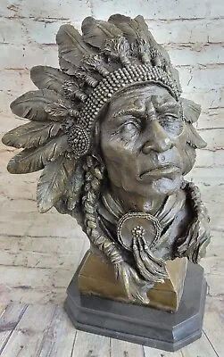 Bronze Sculpture Vintage Handcrafted Old Indian Warrior By Kauba Statue • $349.50