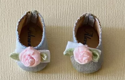 Madame Alexander Blue Satin Shoes With Pink Flower For 7-8  Doll • $4.99